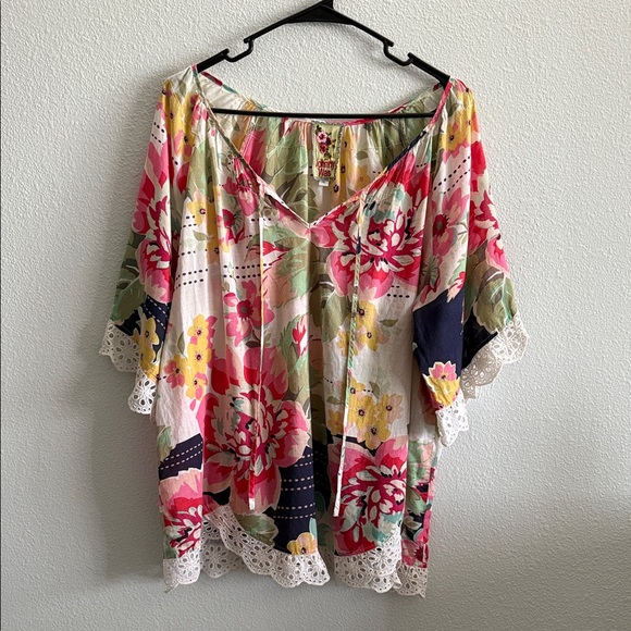 Johnny Was Tops - Johnny Was Floral Peasant Blouse in Pink, Yellow, Green, Navy, White
